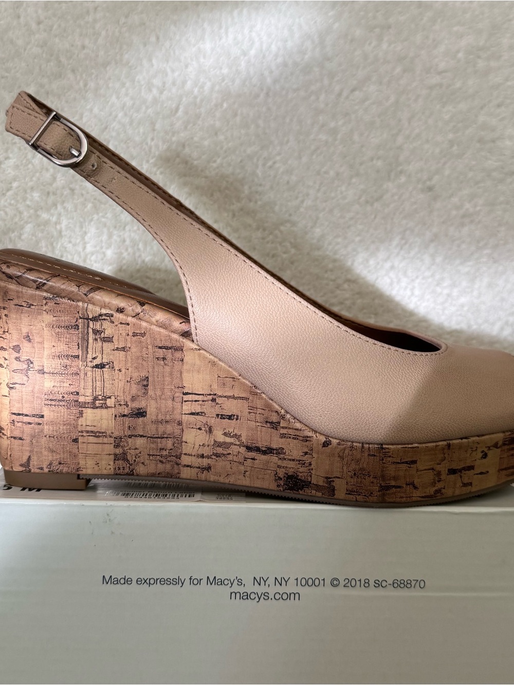 Style & Co. Beige Slingback Cork Wedge Sandal Size 6M